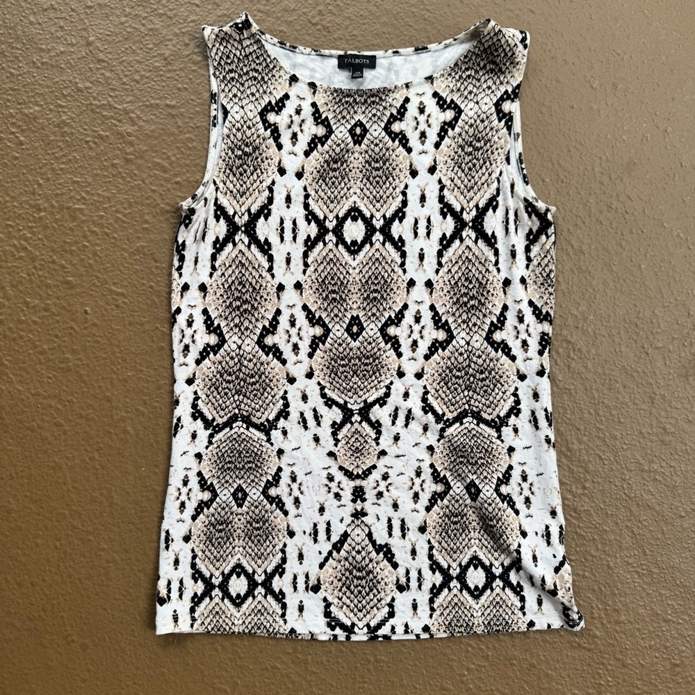 Talbots Sleeveless Snake Print Top Stretch Size S